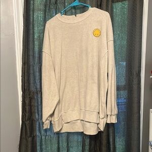Aerie Cream Sweatshirt with Yellow Patch